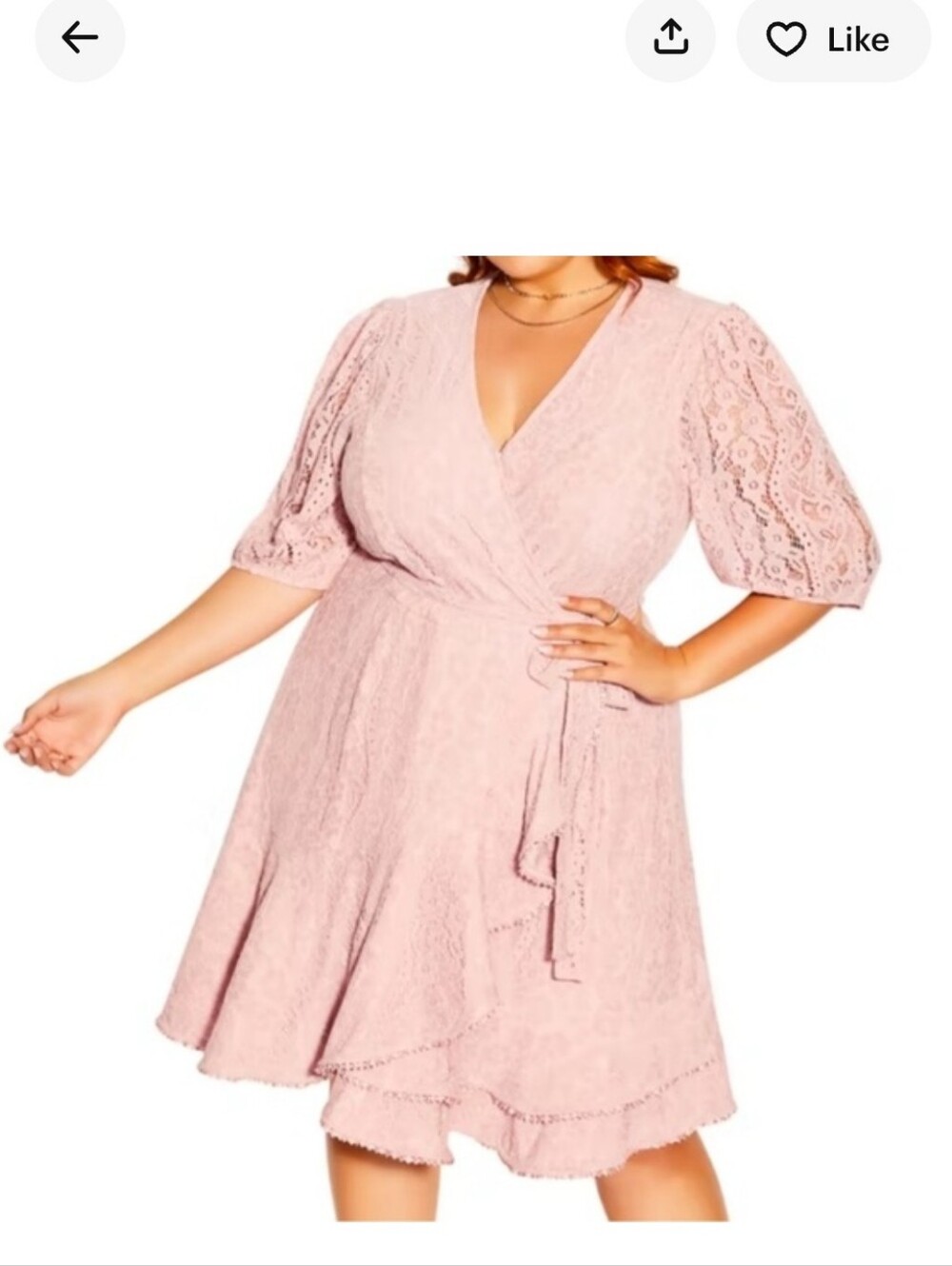 City Chic Dusty Rose Lace Wrap Dress Women Size XS/ 14 New
